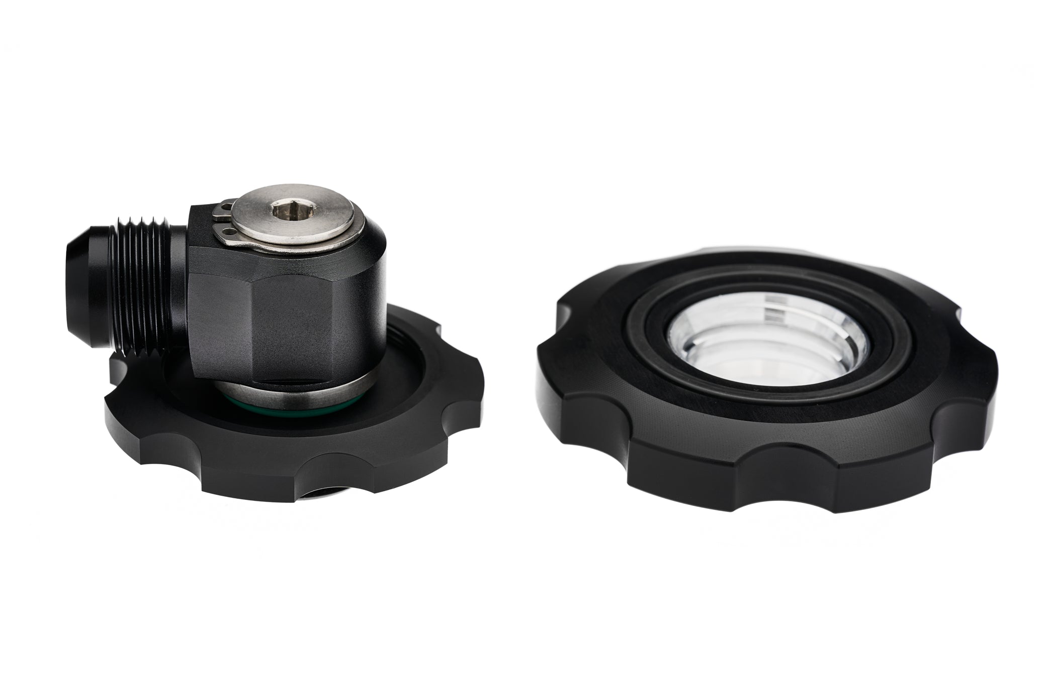 The Ultimate BMW Billet Oil Cap - With -10 AN to ORB Swivel Fitting - NRW Design BMW performance part - Iconic Garage
