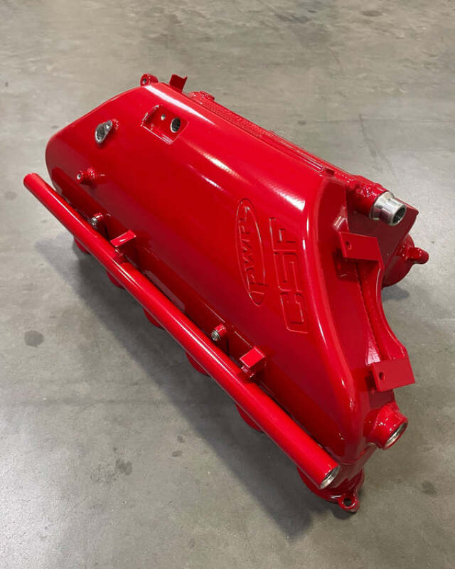 csf bmw m2/m3/m4 s58 (g8x) charge-air cooler manifold - fire engine red bmw m3 m4 g80 g82 g8x iconic garage