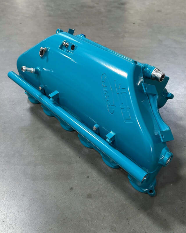 csf bmw m2/m3/m4 s58 (g8x) charge-air cooler manifold - miami blue bmw m3 m4 g80 g82 g8x iconic garage