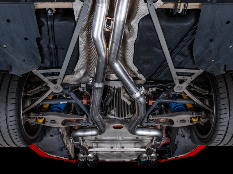 awe tuning bmw f8x m3/m4 track edition cat-back exhaust - diamond black tips bmw m3 m4 f80 f82 f8x iconic garage