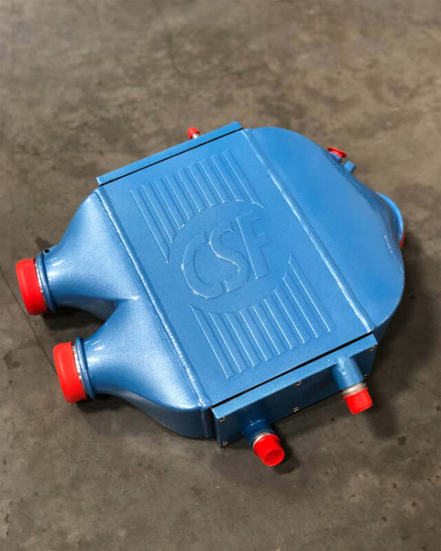 csf 2014+ bmw m3/m4 (f8x) top mount charge-air-cooler - blue jeans bmw m3 m4 f80 f82 f8x iconic garage