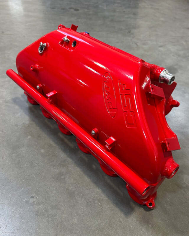 csf bmw m2/m3/m4 s58 (g8x) charge-air cooler manifold - bengal red gloss bmw m3 m4 g80 g82 g8x iconic garage