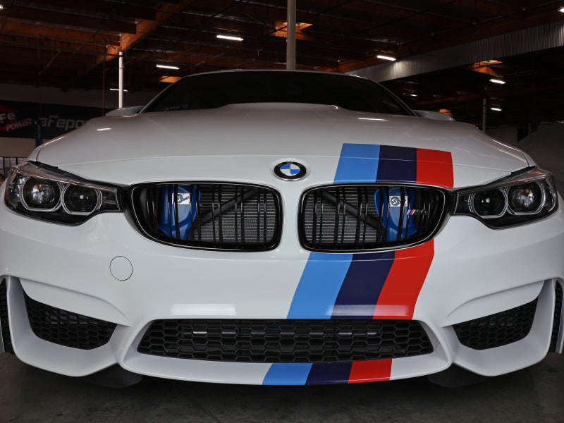 afe magnum force dynamic air scoop bmw m3/ m4 - blue f8x bmw m3 m4 f80 f82 f8x iconic garage