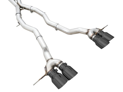 awe tuning track edition cat-back exhaust for bmw g8x m3/m4 - diamond black tips bmw m3 m4 g80 g82 g8x iconic garage