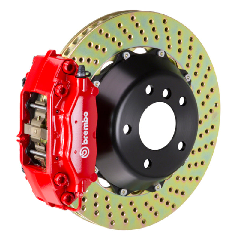 brembo m3 (e90/e92/e93) rear gt bbk 4 piston cast 345x28 2pc rotor drilled-red bmw m3 e92 e9x iconic garage