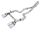 awe tuning bmw f8x m3/m4 track edition cat-back exhaust - chrome silver tips bmw m3 m4 f80 f82 f8x iconic garage