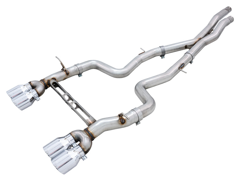 awe tuning bmw f8x m3/m4 track edition cat-back exhaust - chrome silver tips bmw m3 m4 f80 f82 f8x iconic garage