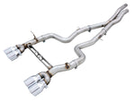 awe tuning bmw f8x m3/m4 track edition cat-back exhaust - chrome silver tips bmw m3 m4 f80 f82 f8x iconic garage