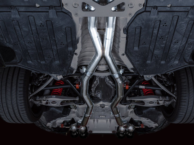 awe tuning track edition cat-back exhaust for bmw g8x m3/m4 - diamond black tips bmw m3 m4 g80 g82 g8x iconic garage