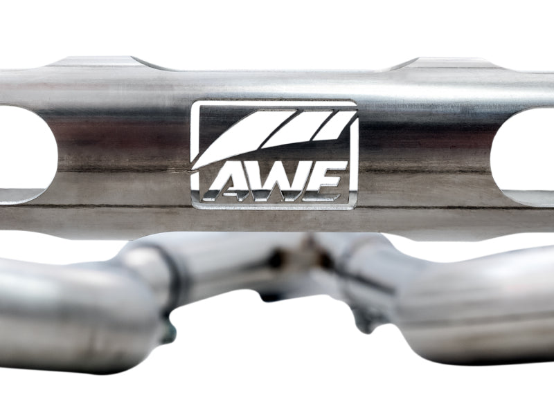 awe tuning bmw f8x m3/m4 track edition cat-back exhaust - chrome silver tips bmw m3 m4 f80 f82 f8x iconic garage