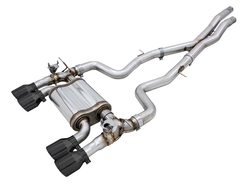 awe tuning bmw f8x m3/m4 switchpath cat-back exhaust - diamond black tips bmw m3 m4 f80 f82 f8x iconic garage