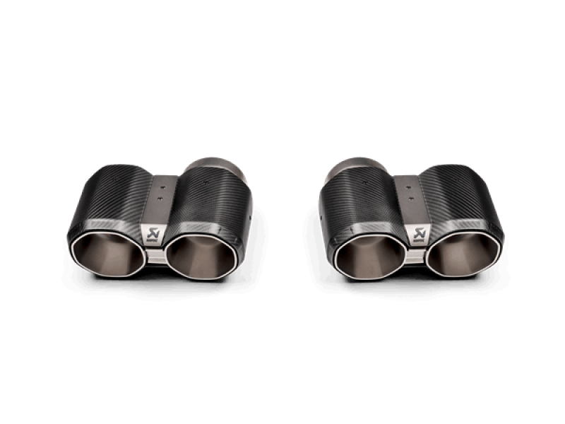 akrapovic 2021+ bmw g87 m2, g80 m3 & g82 m4 octagonal carbon design tail pipe set bmw m3 m4 g80 g82 g8x iconic garage