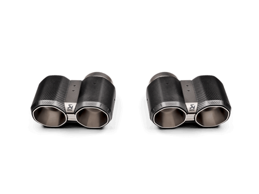 akrapovic 2021+ bmw g87 m2, g80 m3 & g82 m4 octagonal carbon design tail pipe set bmw m3 m4 g80 g82 g8x iconic garage