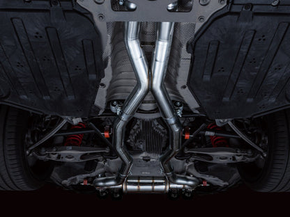 awe tuning switchpath cat-back exhaust for bmw g8x m3/m4 - diamond black tips bmw m3 m4 g80 g82 g8x iconic garage