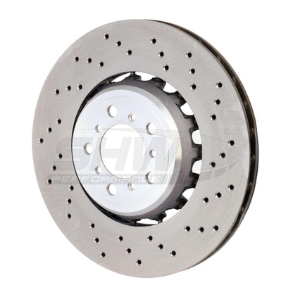 shw bmw m3 right front cross-drilled lightweight brake rotor (34112284810) f8x bmw m3 m4 f80 f82 f8x iconic garage