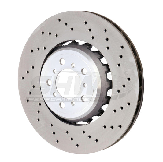 shw bmw m3 right front cross-drilled lightweight brake rotor (34112284810) f8x bmw m3 m4 f80 f82 f8x iconic garage