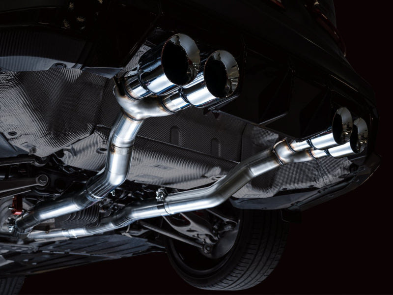 awe tuning track edition cat-back exhaust for bmw g8x m3/m4 - chrome silver tips bmw m3 m4 g80 g82 g8x iconic garage
