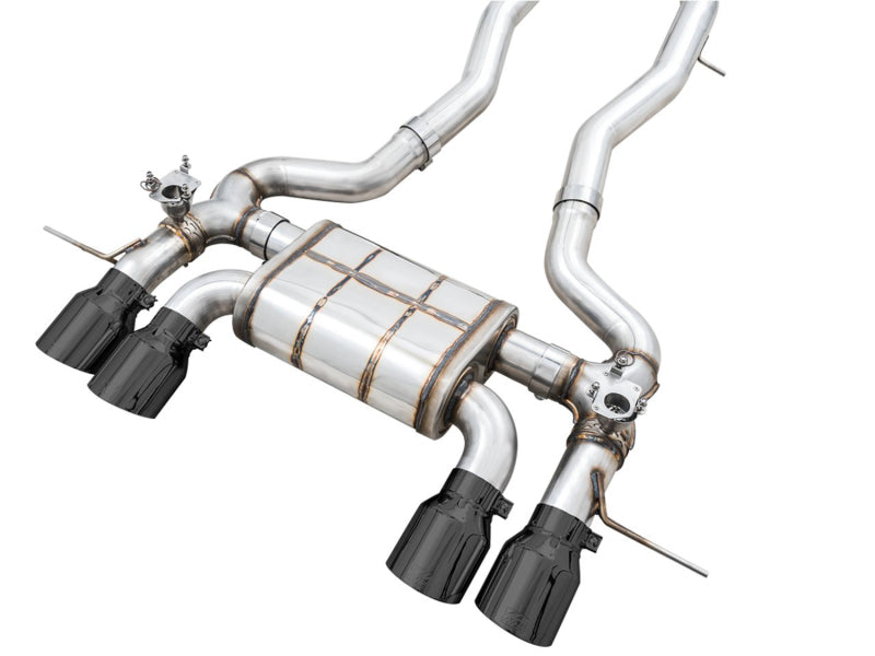 awe tuning switchpath cat-back exhaust for bmw g8x m3/m4 - diamond black tips bmw m3 m4 g80 g82 g8x iconic garage