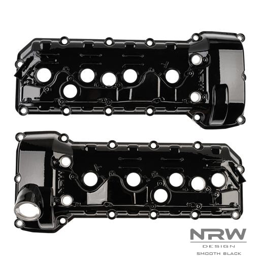 S65 ALUMINUM VALVE COVER SET - Smooth Black (ESS-2953) - NRW Design BMW performance part - Iconic Garage