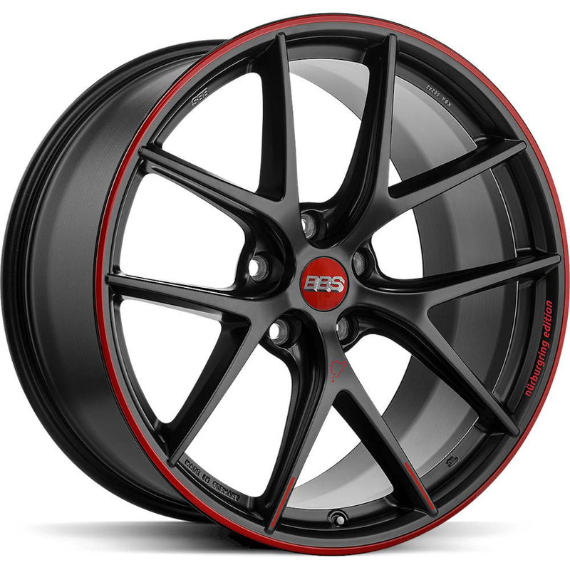 bbs ci-r nurburgring edition 20x10 et25 5x112 satin black red lip