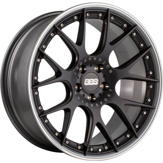 bbs ch-rii 20x9.5 et25 5x112 satin black center platinum lip rim prot